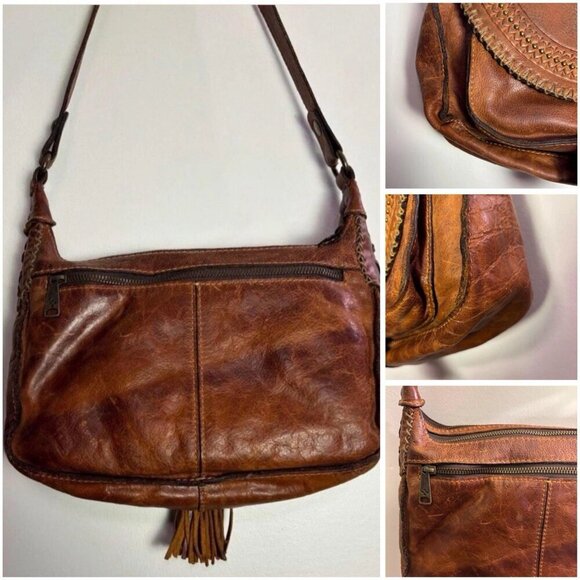 Patricia Nash Colli Distressed Flap Closure Crossbody Bag & Leather Wallet Set - Picture 8 of 16